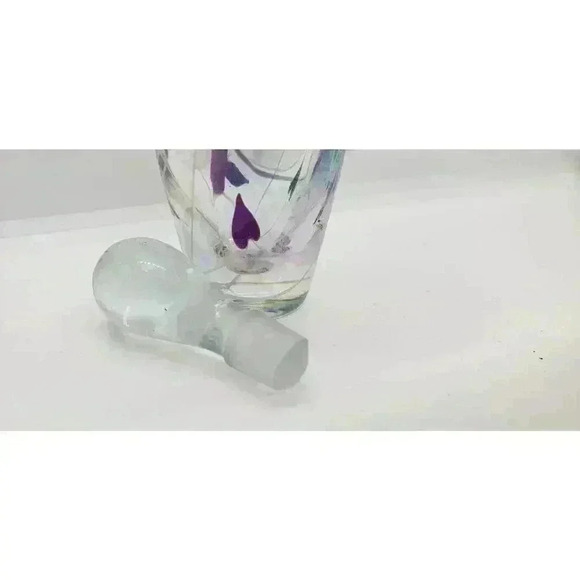 Vintage Art Glass Hanging Upside Down Abstract Heart Irredescent Perfume Bottle - Picture 6 of 14